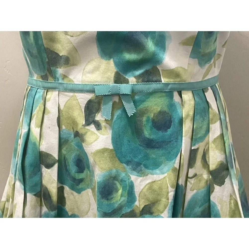 SARA CAMPBELL Vintage 90's Romantic Watercolor Floral Summer Fit & Flare Dress 6